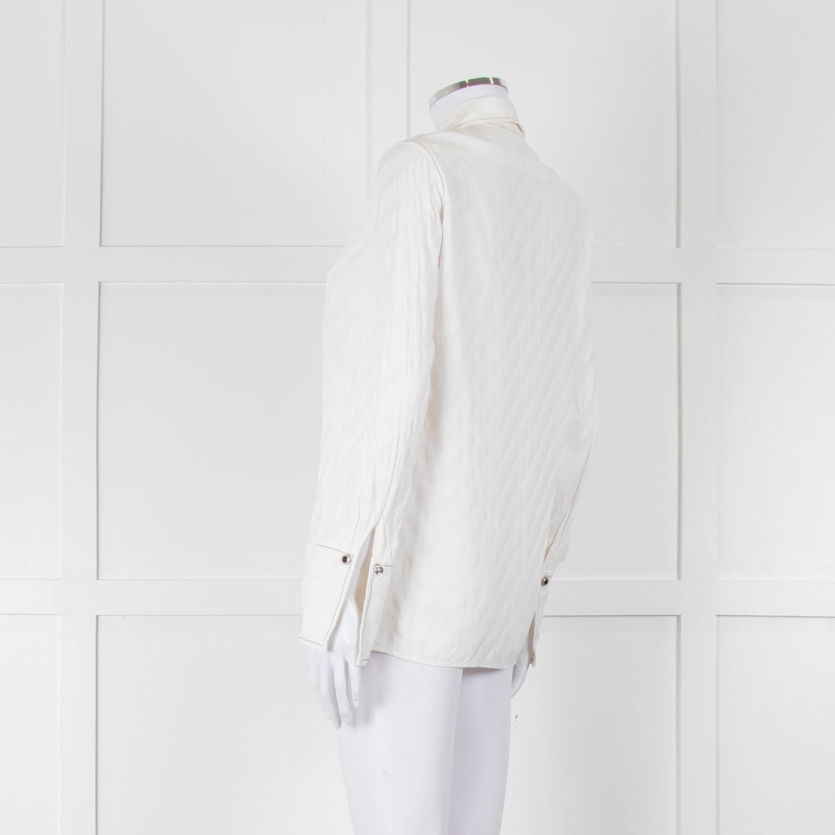 Sandro Cream On Cream Striped Black Stitching Shirt