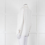 Sandro Cream On Cream Striped Black Stitching Shirt