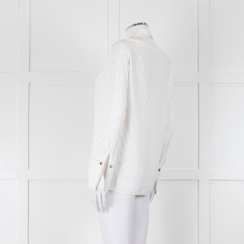 Sandro Cream On Cream Striped Black Stitching Shirt