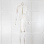 Another Tomorrow Shirred Off White Gathered Dress