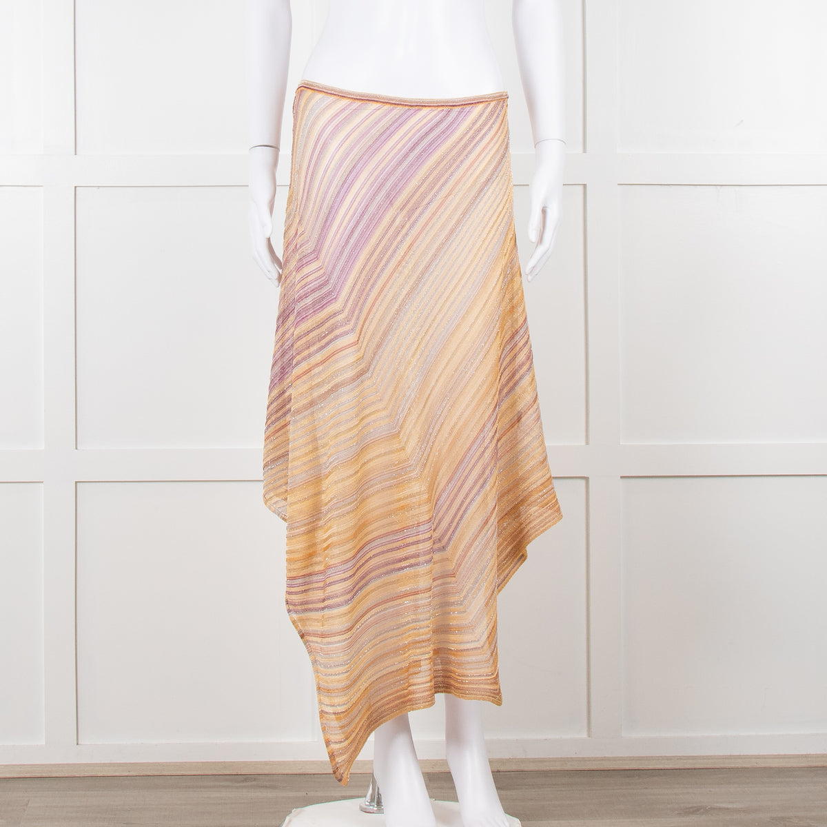 Missoni Orange Toned Sparkle Stretch Midi Skirt