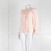 Me + Em Pink Frill Neck Blouse with Lace Trims and Smocked Cuffs