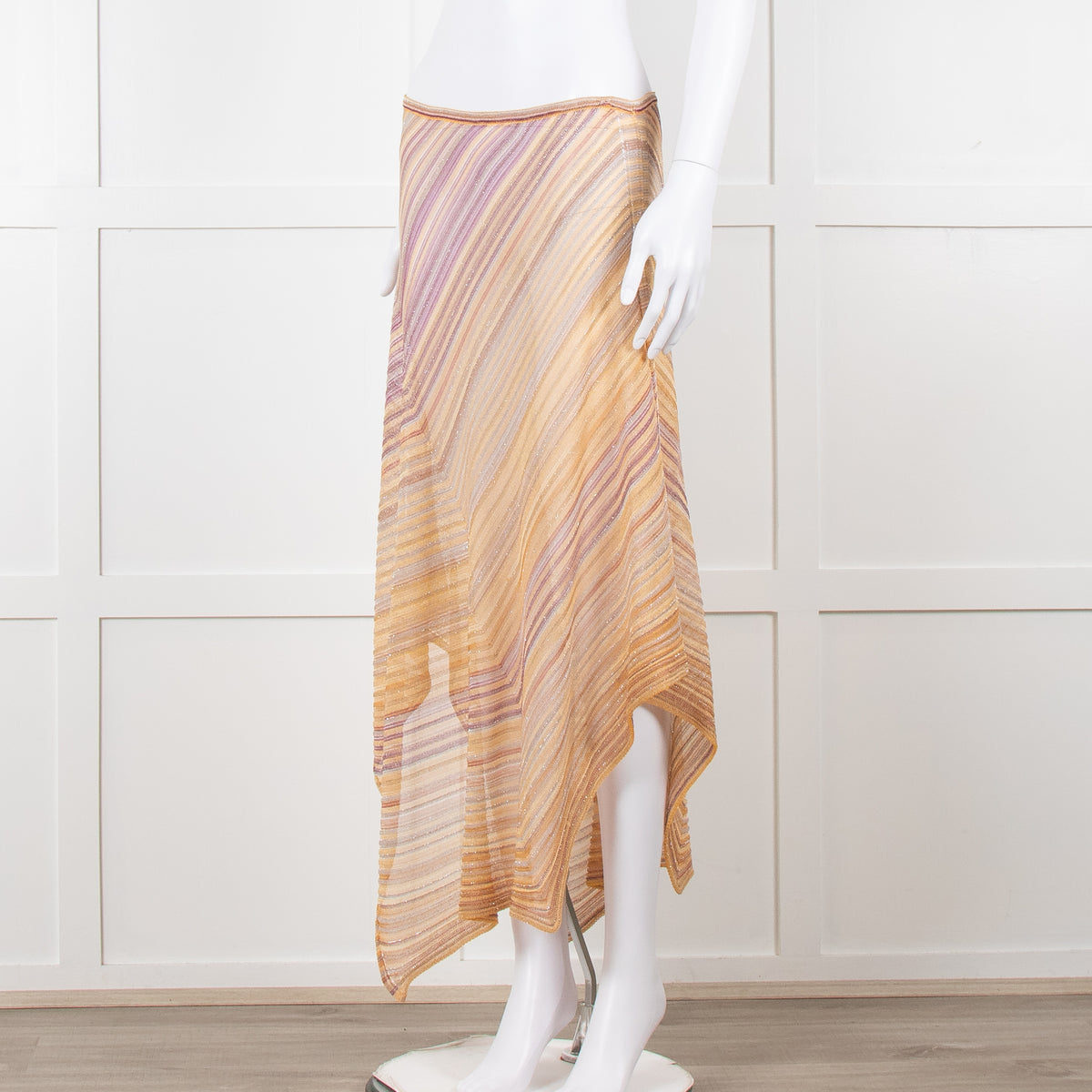 Missoni Orange Toned Sparkle Stretch Midi Skirt