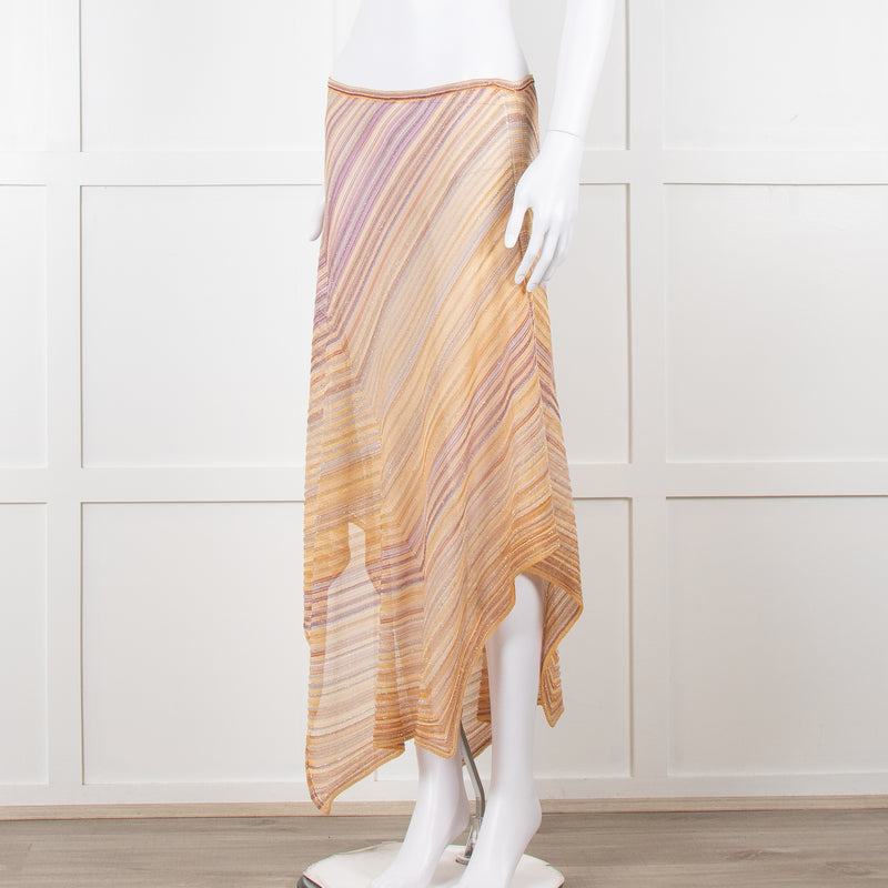 Missoni Orange Toned Sparkle Stretch Midi Skirt