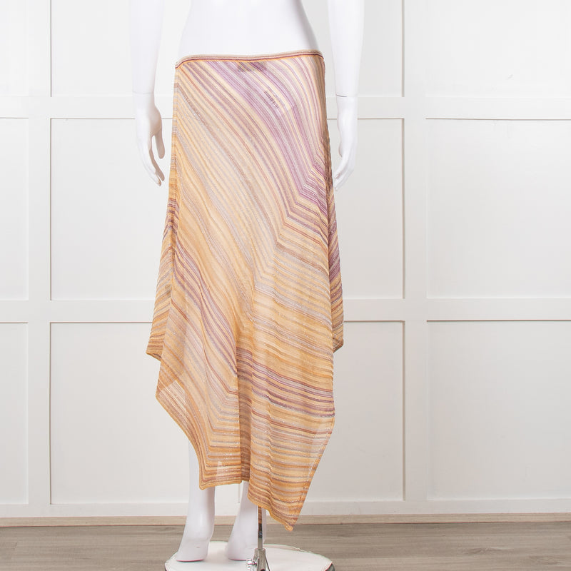 Missoni Orange Toned Sparkle Stretch Midi Skirt
