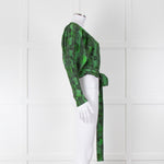 Rotate Green Snake Skin Wrap Long Sleeve Top