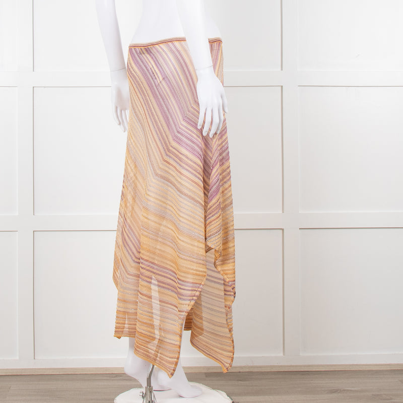 Missoni Orange Toned Sparkle Stretch Midi Skirt