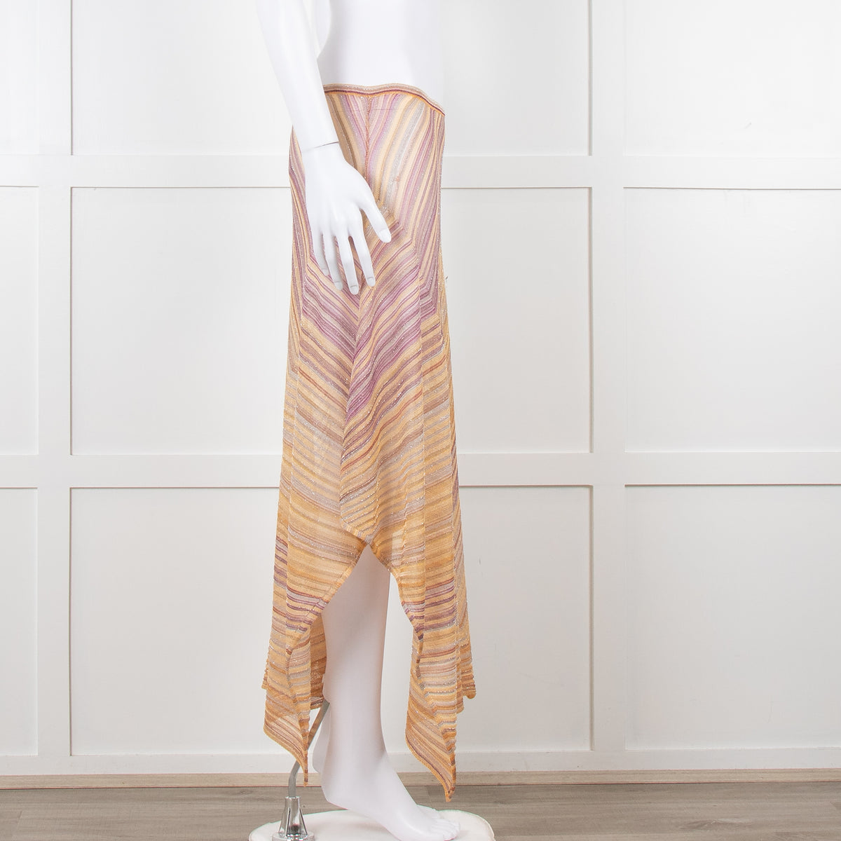 Missoni Orange Toned Sparkle Stretch Midi Skirt