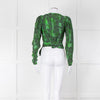 Rotate Green Snake Skin Wrap Long Sleeve Top