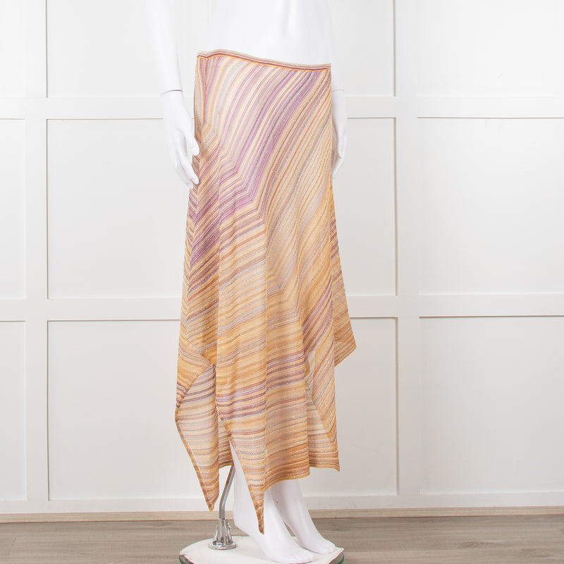 Missoni Orange Toned Sparkle Stretch Midi Skirt