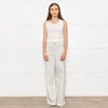Frame Cream Grey Green Stripe Wide Leg Trousers