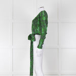 Rotate Green Snake Skin Wrap Long Sleeve Top