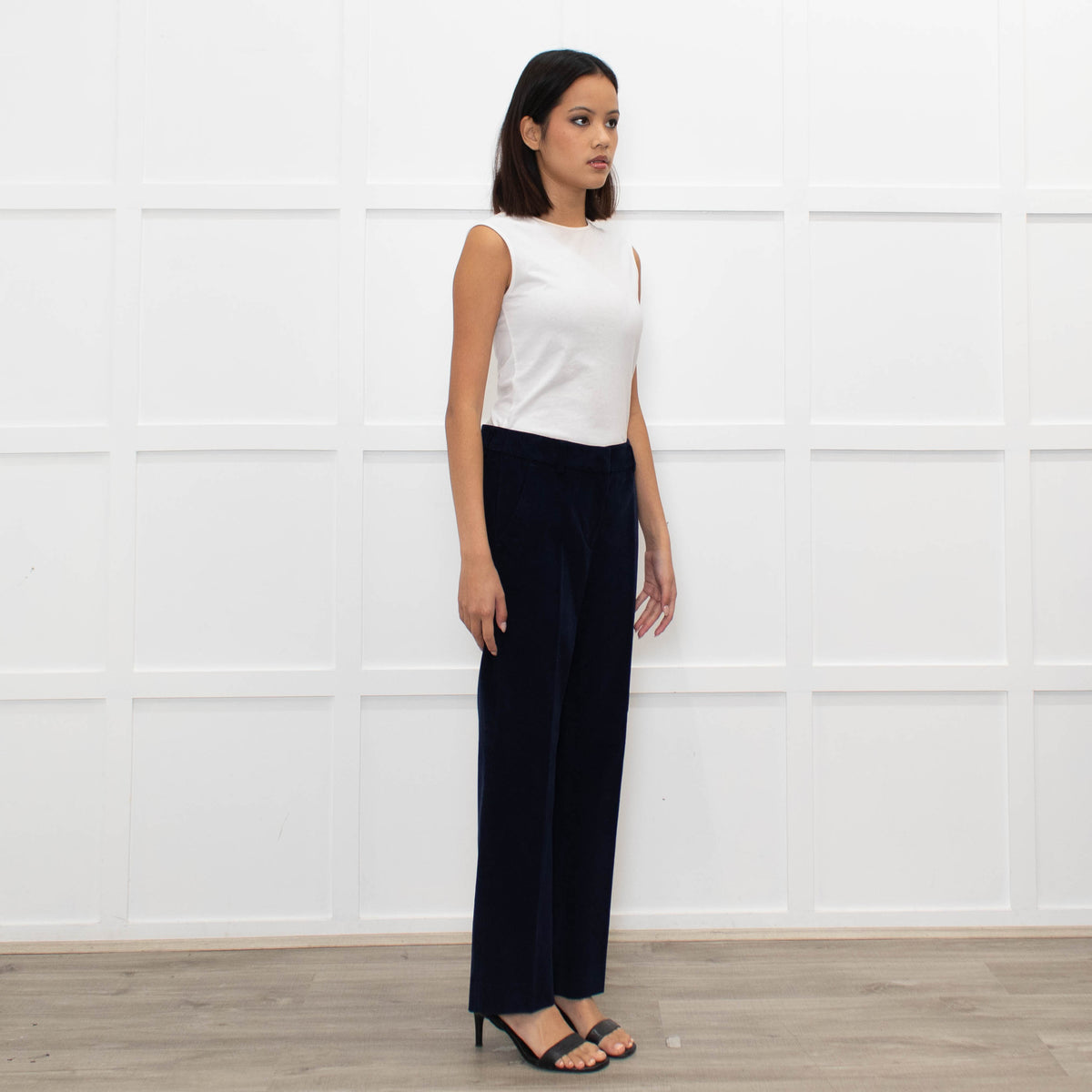 Weekend Max Mara Navy Blue Needle Corduroy Trousers
