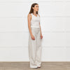 Frame Cream Grey Green Stripe Wide Leg Trousers