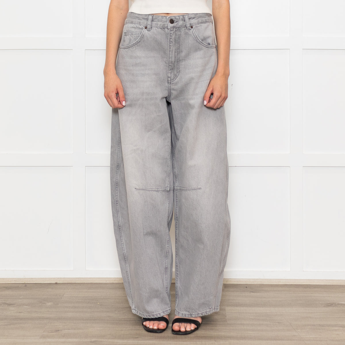 Me+Em Grey Denim Extreme Tapered Oversized Jeans