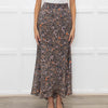 Me + Em Brown Floral Tiered Maxi Skirt
