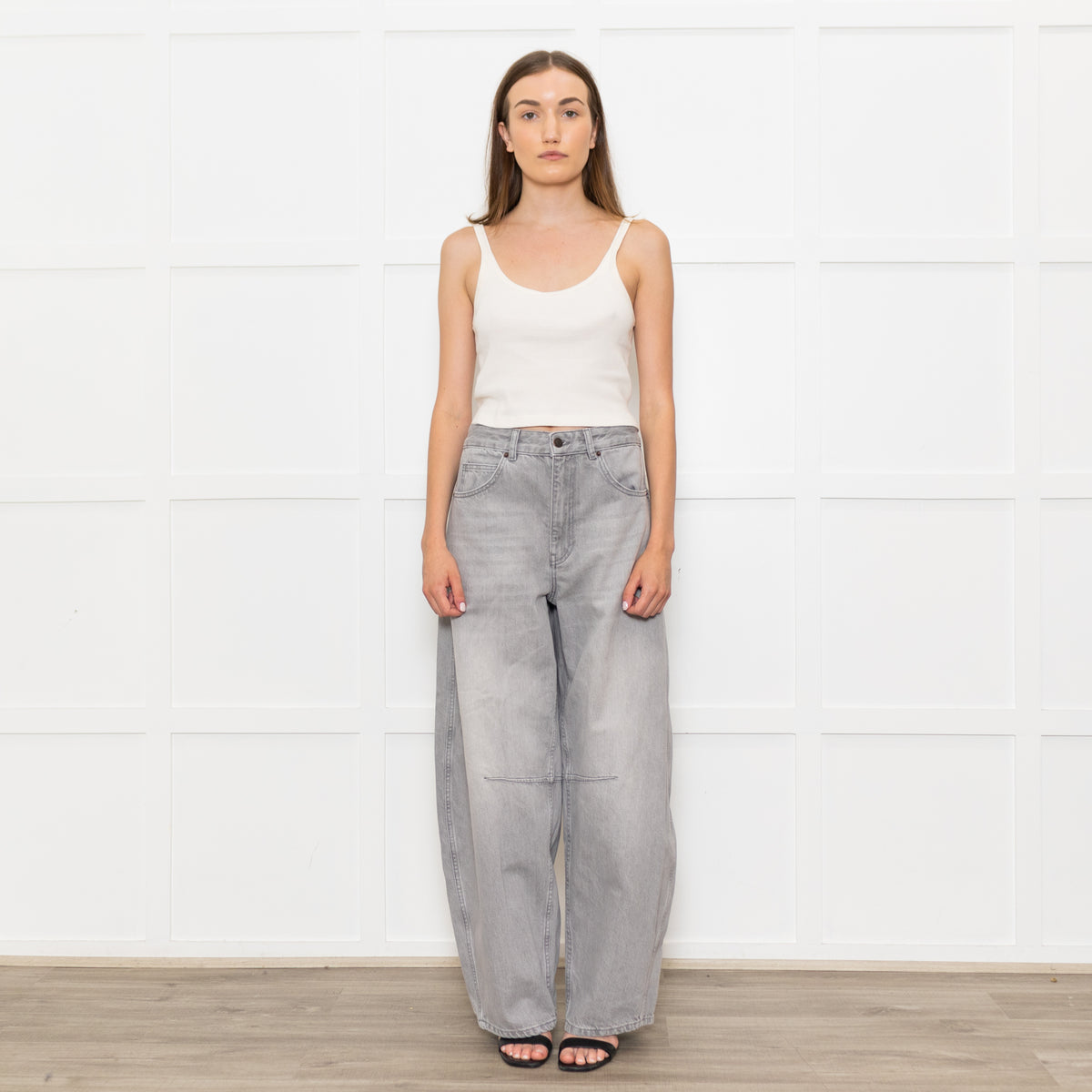 Me+Em Grey Denim Extreme Tapered Oversized Jeans
