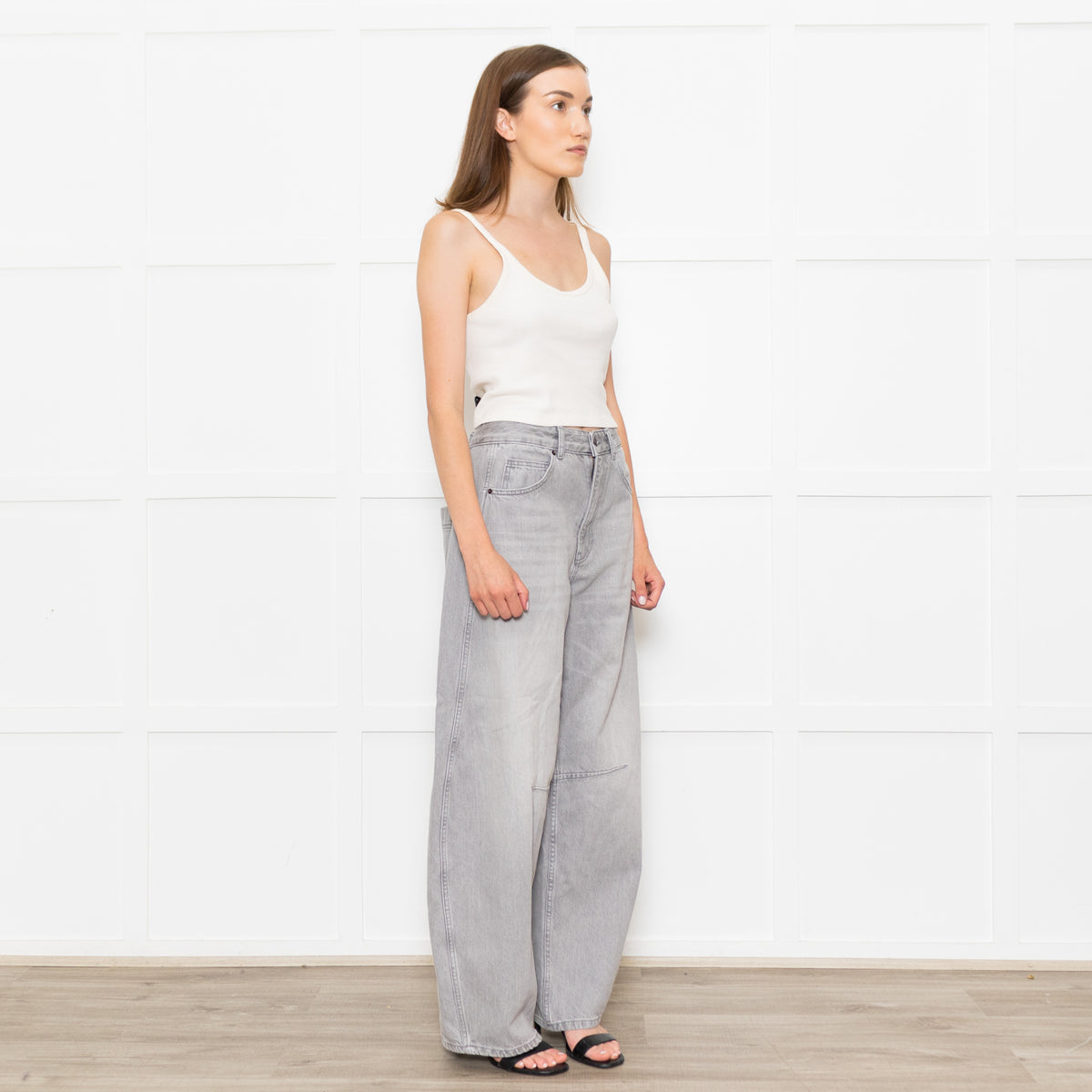 Me+Em Grey Denim Extreme Tapered Oversized Jeans