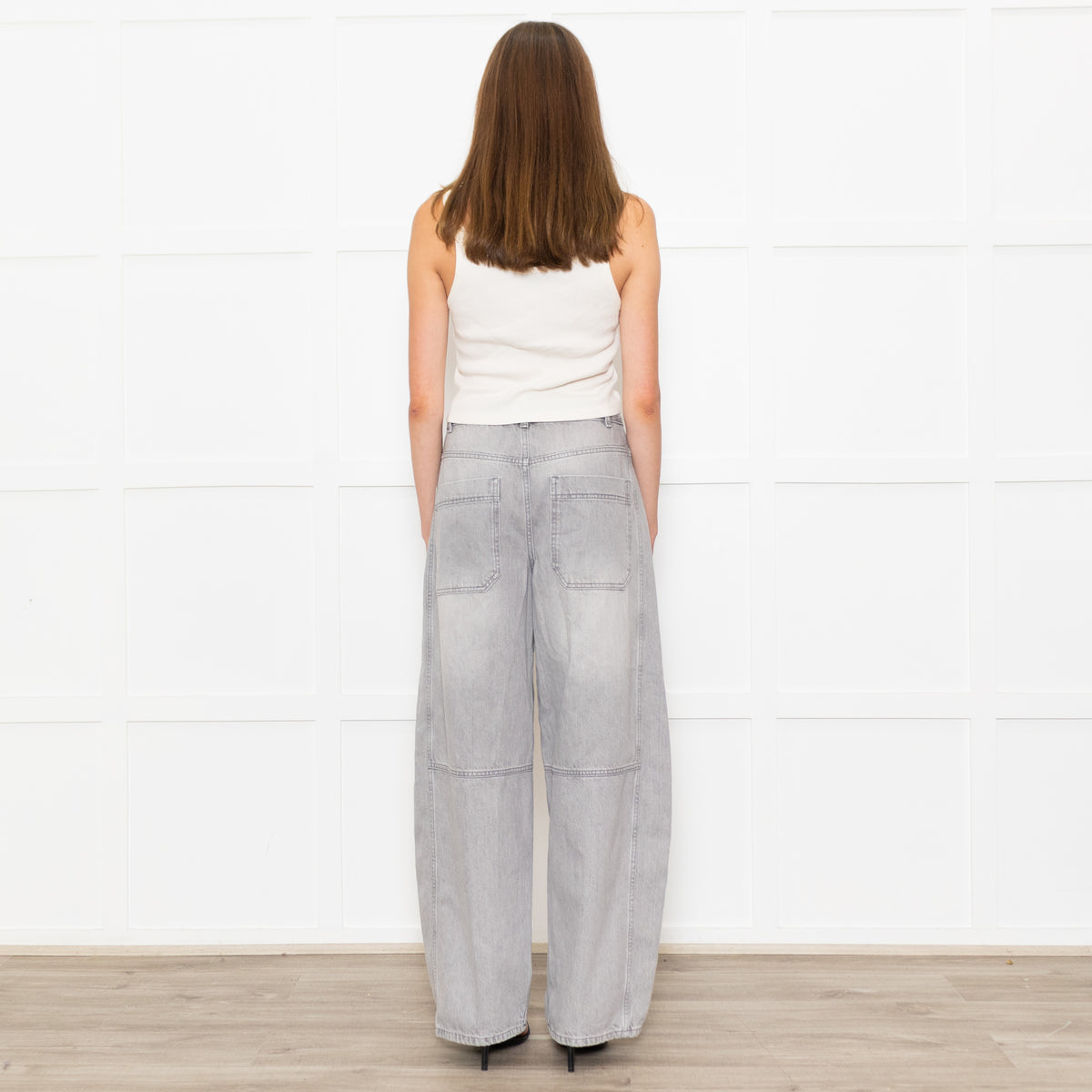 Me+Em Grey Denim Extreme Tapered Oversized Jeans