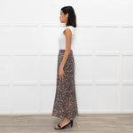 Me + Em Brown Floral Tiered Maxi Skirt