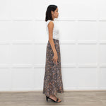 Me + Em Brown Floral Tiered Maxi Skirt