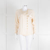 Chanel Silk Blouse With Quilted Front Panel And Gold Buttons