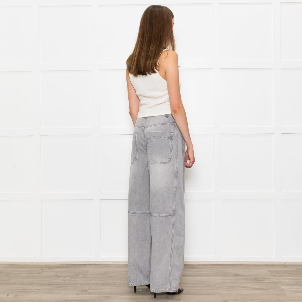 Me+Em Grey Denim Extreme Tapered Oversized Jeans