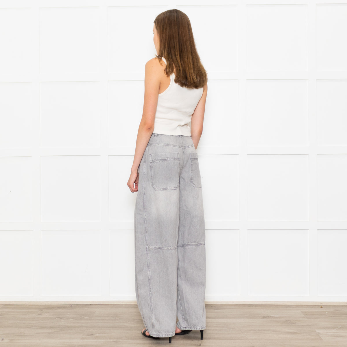 Me+Em Grey Denim Extreme Tapered Oversized Jeans