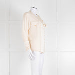 Chanel Silk Blouse With Quilted Front Panel And Gold Buttons