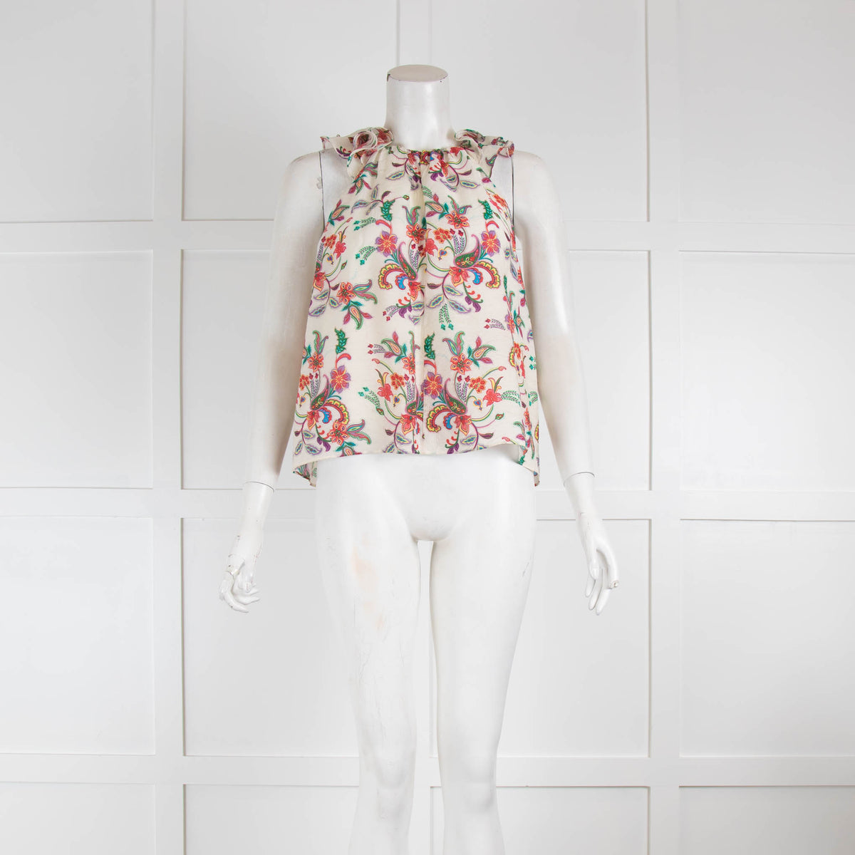 Me & Em Cream Floral Halter Neck Top