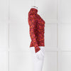 Diane Von Furstenberg Burgundy Floral Gathered Puff Sleeve Top