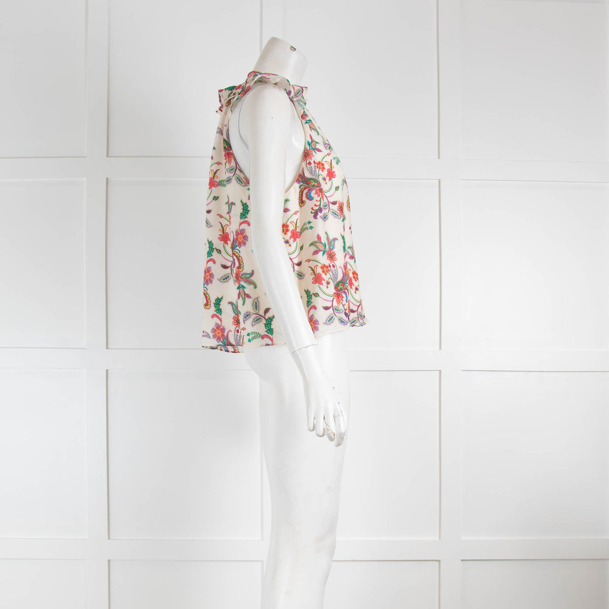 Me & Em Cream Floral Halter Neck Top