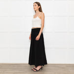 Me+Em Black Cotton Elasticated High Waist Maxi Skirt