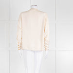 Chanel Silk Blouse With Quilted Front Panel And Gold Buttons