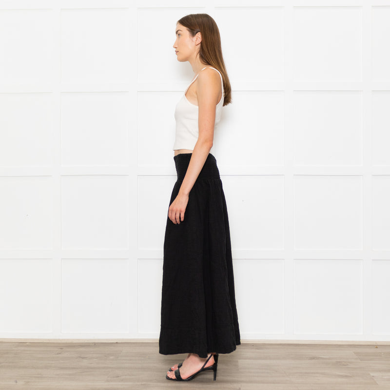 Me+Em Black Cotton Elasticated High Waist Maxi Skirt