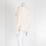 Chanel Silk Blouse With Quilted Front Panel And Gold Buttons