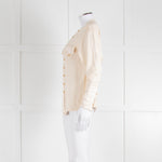 Chanel Silk Blouse With Quilted Front Panel And Gold Buttons