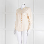 Chanel Silk Blouse With Quilted Front Panel And Gold Buttons
