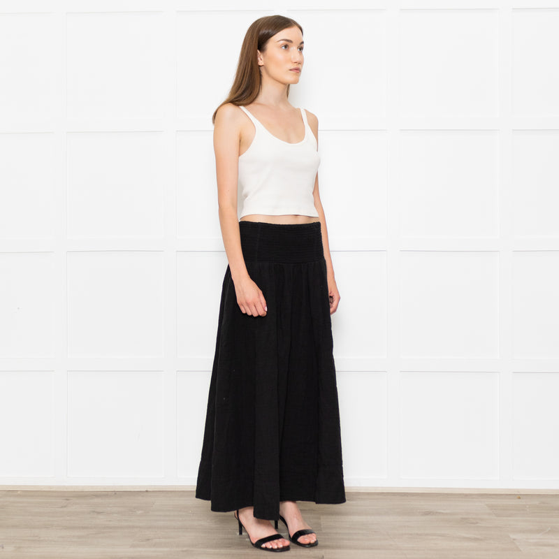 Me+Em Black Cotton Elasticated High Waist Maxi Skirt