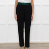 Celine Black Trousers With Green Waistband