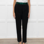 Celine Black Trousers With Green Waistband