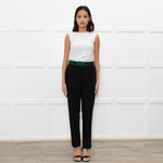 Celine Black Trousers With Green Waistband