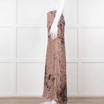 Rabens Saloner Taupe Tie Dye Splatter Bias Cut Maxi Skirt