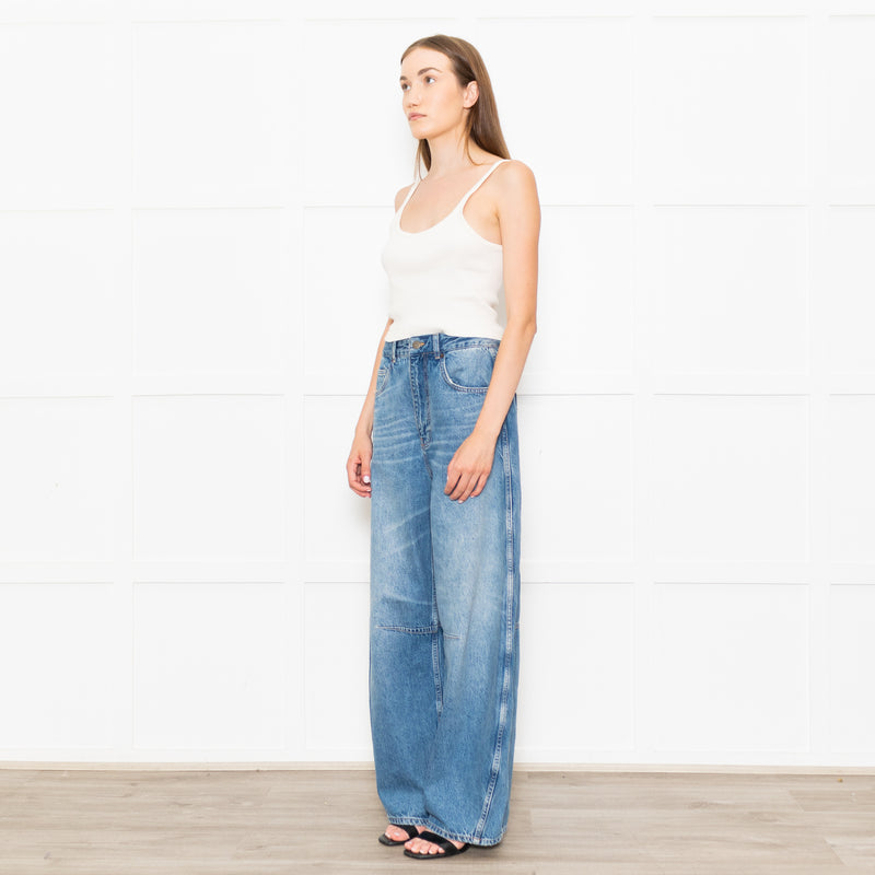 Me+Em Blue Denim Extreme Tapered Oversized Jeans