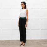 Celine Black Trousers With Green Waistband