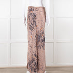 Rabens Saloner Taupe Tie Dye Splatter Bias Cut Maxi Skirt