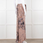 Rabens Saloner Taupe Tie Dye Splatter Bias Cut Maxi Skirt