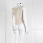Chanel Ecru Tweed Jacket And Matching Vest Top With Silver Thread Zip Up Front