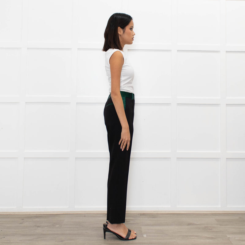 Celine Black Trousers With Green Waistband