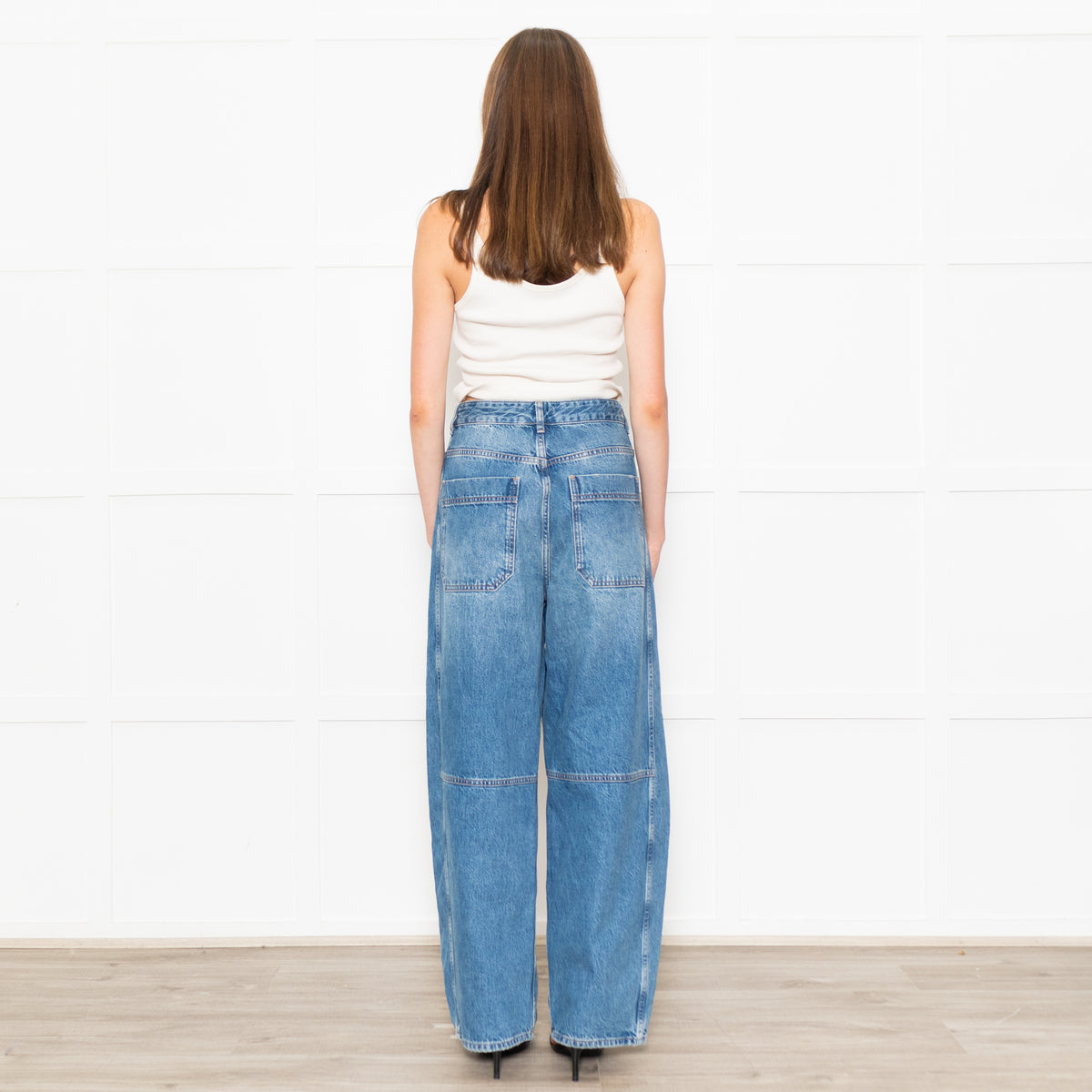 Me+Em Blue Denim Extreme Tapered Oversized Jeans